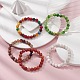 Dyed Natural Weathered Agate Round Beaded Stretch Bracelet for Women(BJEW-JB09382)-2