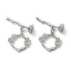 Brass Toggle Clasps, Cadmium Free & Nickel Free & Lead Free, Flower, Platinum, Ring: 14x15x3mm, Hole: 1mm, Bar: 21x6x6mm, hole: 1mm(X-KK-B129-20P)