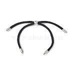 Nylon Round Cord Slider Bracelet Making, with 304 Stainless Steel Findings, Stainless Steel Color, Black, 5-3/8~8-3/4 inch(13.7~22.2cm)(AJEW-JB01461-02)
