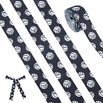 Polyester Ribbon, Volleyball Pattern, for Gift Wrapping, Black, 7/8 inch(22mm)(OCOR-WH0111-51)