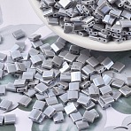 MIYUKI TILA Beads, Japanese Seed Beads, 2-Hole, (TL443) Opaque Gray Luster, 5x5x1.9mm, Hole: 0.8mm, about 590pcs/50g(SEED-X0054-TL0443)