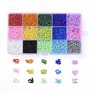15 Colors 8/0 Glass Seed Beads, Opaque Colors Lustered & Ceylon & Opaque Colours Seed Transparent Colours Rainbow & & Colours Lustered & Silver Lined & Transparent, Round, Mixed Color, 8/0, 3mm, Hole: 1mm, 180g/box(SEED-X0052-04-3mm)