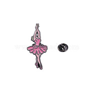 Cartoon Ballet Dancing Girl Badge Brooch, Fresh Sweet Lovely Dance Girl Enamel Pins for Women, Pearl Pink, 30x13mm(PW-WG99000-03)