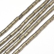 Column Natural Pyrite Beads Strands, 6x4mm, Hole: 1mm, about 64pcs/strand, 15.7 inch(G-I126-25-6x4mm)