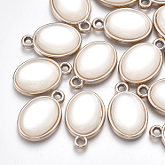 UV Plating Acrylic Pendants, with Acrylic Imitation Pearl, Oval, Light Gold, 23x15x6mm, Hole: 2mm(OACR-T005-66KC)