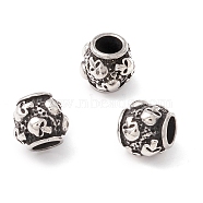 304 Stainless Steel European Beads, Large Hole Beads, Manual Polishing, Column, Antique Silver, 9.5x8.5mm, Hole: 4.5mm(STAS-M298-25AS)