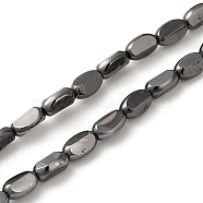 Electroplate Glass Beads Strands, Full Plated, Faceted Oval, Gunmetal Plated, 6x4.5x3mm, Hole: 1mm, about 50pcs/strand, 13.39 inch(34cm)(EGLA-P053-01A-FP03)