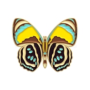 Butterfly Alloy with Enamel Brooch, Insect Moth Creative Clothing Bag Hat Decoration Pin Badge for Women, Yellow, 30x25mm(PW-WG67732-04)