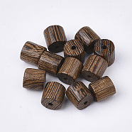 Natural Wenge Wood Beads, Undyed, Column, Camel, 8x8mm, Hole: 1.4mm, about 1400pcs/500g(WOOD-S053-36)