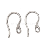 304 Stainless Steel Earring Hooks, Ear Wire, with Loops, Stainless Steel Color, 22x12x1mm, Hole: 3.5x2mm, 20 Gauge, Pin: 0.8x1mm(STAS-E192-11P)