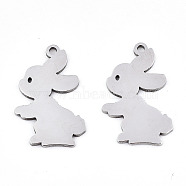 Non-Tarnish 201 Stainless Steel Pendants, Laser Cut, Rabbit, Stainless Steel Color, 20.5x13x0.9mm, Hole: 1.4mm(X-STAS-S081-005)