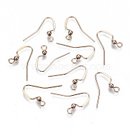 304 Stainless Steel Earring Hooks, Ear Wire, Cadmium Free & Nickel Free & Lead Free, Rose Gold, 16~18x22mm, Hole: 2mm, 21 Gauge, Pin: 0.7mm(STAS-N092-104RG-NR)
