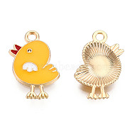 Alloy Enamel Pendants, Light Gold, Chick, Gold, 20x13x2mm, Hole: 1.8mm(ENAM-S119-004D)