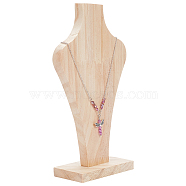 Bust Wooden Necklace Display Stands, Jewelry Holder for Necklace Displays, BurlyWood, 5.55x11.85x22cm(NDIS-WH0009-17)
