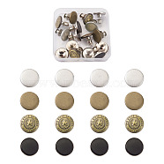 Kissitty 16sets 4 Styles Iron Button Pins for Jeans, Garment Accessories, Flat Round, Antique Bronze & Platinum, 4set/style(PALLOY-KS0001-07)
