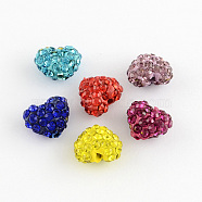 Heart Polymer Clay Grade A Rhinestone Beads, Mixed Color, 10x12.5x6.5mm, Hole: 2mm(RB-S024-M)