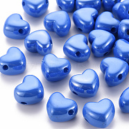 Opaque Acrylic European Beads, Large Hole Beads, Pearlized, Heart, Blue, 19.5x21.5x14.5mm, Hole: 4mm(MACR-S372-03B-86)