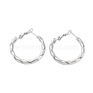 202 Stainless Steel Hoop Earrings, with 304 Stainless Steel Pins, Stainless Steel Color, 30x3.5mm(EJEW-A041-07P)