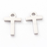 304 Stainless Steel Charms, Greek Alphabet, Stainless Steel Color, Letter.T, 10.5x7x1.5mm, Hole: 1.5mm(STAS-G244-01T)