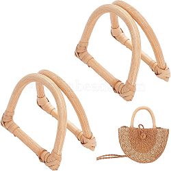 Rattan Bag Handle, D-shaped, for Braided Bag & Basket Making, Wheat, 7.5x7.8x1.1cm, Inner Diameter: 5.8x5.5cm(FIND-WH0034-10)