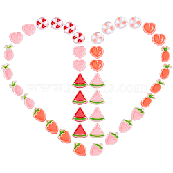 SUNNYCLUE 40Pcs 10 Style Transparent Enamel Acrylic Beads, Flat Round & Strawberry & Pineapple & Watermelon & Heart, Tomato, 4pcs/style(TACR-SC0001-09B)