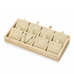 Wood Covered with Microfiber Pendant Display Stands, 8 Slots Jewelry Holders, Rectangle, Beige, 11.15x22x2.4cm(NDIS-F003-02A)