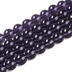 Transparent Glass Beads Strands, Round, Purple, 9.5~10mm, Hole: 1.5mm, about 40~42pcs/strand, 14.76~15.12 inch(37.5~38.4cm)(GLAA-T032-T10mm-03)