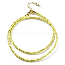 Polyester Cord Braided Necklace Makings, with Brass Findings, Stainless Steel Clasps, Long-Lasting Plated, Golden, Green Yellow, 18-3/4 inch(47.5cm)(MAK-L043-03G-06)