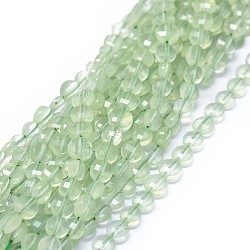 Natural Prehnite Beads Strands, Grade AA, Faceted, Flat Round, 4.5~5.5x2.5~3mm, Hole: 0.8mm, about 76pcs/strand, 14.72~14.84 inch(37.4~37.7cm)(G-I249-A14)
