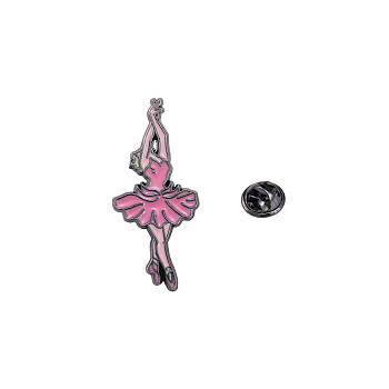 Cartoon Ballet Dancing Girl Badge Brooch, Fresh Sweet Lovely Dance Girl Enamel Pins for Women, Pearl Pink, 30x13mm