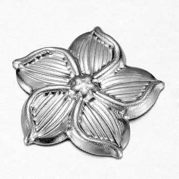 201 Stainless Steel Cabochons, Flower, Stainless Steel Color, 17x2mm