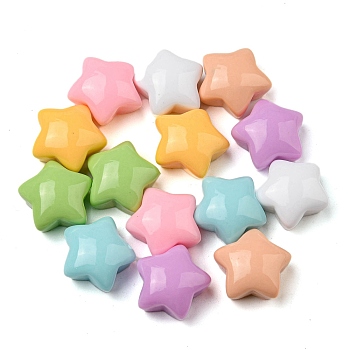 Cute Opaque Resin Cabochons, Star, Mixed Color, 17x17x9mm
