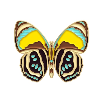 Butterfly Alloy with Enamel Brooch, Insect Moth Creative Clothing Bag Hat Decoration Pin Badge for Women, Yellow, 30x25mm