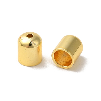 Rack Plating Brass End Caps, Long-Lasting Plated, Lead Free & Cadmium Free, Cone, Golden, 5x4mm, Hole: 1mm, Inner Diameter: 3mm