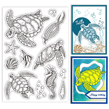 Custom PVC Plastic Clear Stamps, for DIY Scrapbooking, Photo Album Decorative, Cards Making, Turtle, 160x110x3mm