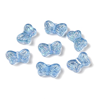 UV Plating Transparent Acrylic Beads, Butterfly, Steel Blue, 8x14x4mm, Hole: 1.4mm