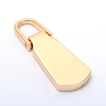 Zinc Alloy Zipper Slider, for Garment Accessories, Light Gold, 35.9x12.7x0.33cm, Hole: 0.8x0.6cm