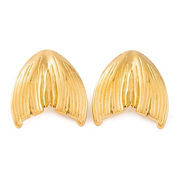 Ion Plating(IP) Mermaid Tail 304 Stainless Steel Stud Earrings for Women, Golden, 27x26mm