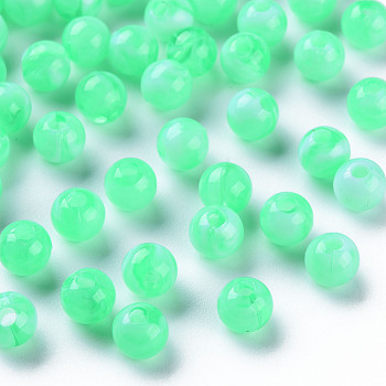 Acrylic Beads, Imitation Gemstone, Round, Medium Spring Green, 6mm, Hole: 1.8mm, about 5000pcs/500g