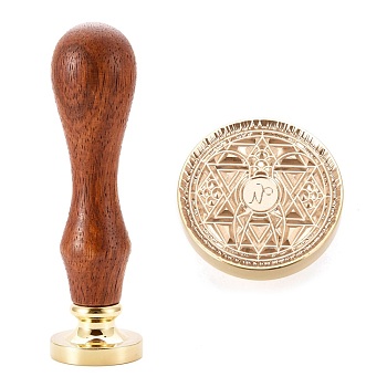Brass Wax Sealing Stamp, with Rosewood Handle for Post Decoration DIY Card Making, Twelve Constellations, Capricorn, 89.5x25.5mm
