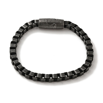 316 Surgical Stainless Steel Box Chain Bracelets with Magnetic Clasps, Gunmetal, 8-5/8 inch(21.8cm)