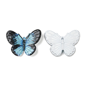 Opaque Acrylic Pendants, Butterfly, Blue, 30x4.5x41mm, Hole: 1.5mm