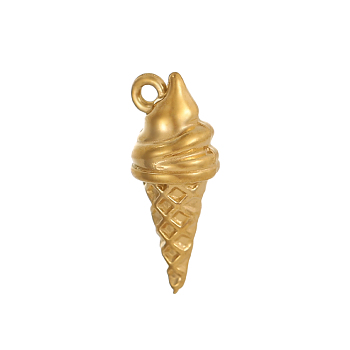 304 Stainless Steel Charms, Ice Cream Charms, Ion Plating(IP), Real 18K Gold Plated, 15x6mm, Hole: 1mm