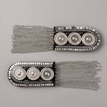 Fashionable Alloy Tassel Epaulettes, Detachable Shoulder Badge, with Pin, Garment Accessories, Platinum, 180mm