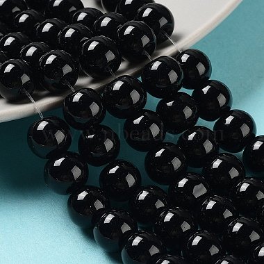 10mm Black Round Glass Pearl Beads