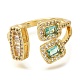 Rack Plating Brass Micro Pave Cubic Zirconia Open Cuff Rings for Women(RJEW-M022-04G-01)-2