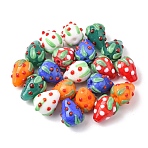 20Pcs Handmade Lampwork Bumpy Beads, Strawberry, Mixed Color, 15~16x12~14x12~14mm, Hole: 1.2~1.6mm(LAMP-YW0001-81)