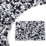 150G Opaque & Transparent Inside Colours Glass Seed Beads, Round Hole, Round, Black, 6/0, 4mm, Hole: 1.4~1.5mm(SEED-HY0001-37C)