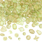 120g Transparent Acrylic Beads, Metal Enlaced, Mixed Shapes, Light Green, 7.5~22.5x7.5~21x5.5~13mm, Hole: 1.2~5.5mm(MACR-PA0001-72B)