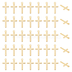 60Pcs Brass Pendants, Cadmium Free & Lead Free, Cross Charms, Real 24K Gold Plated, 13.5x7x0.5mm, Hole: 0.8mm(KK-UN0003-96)